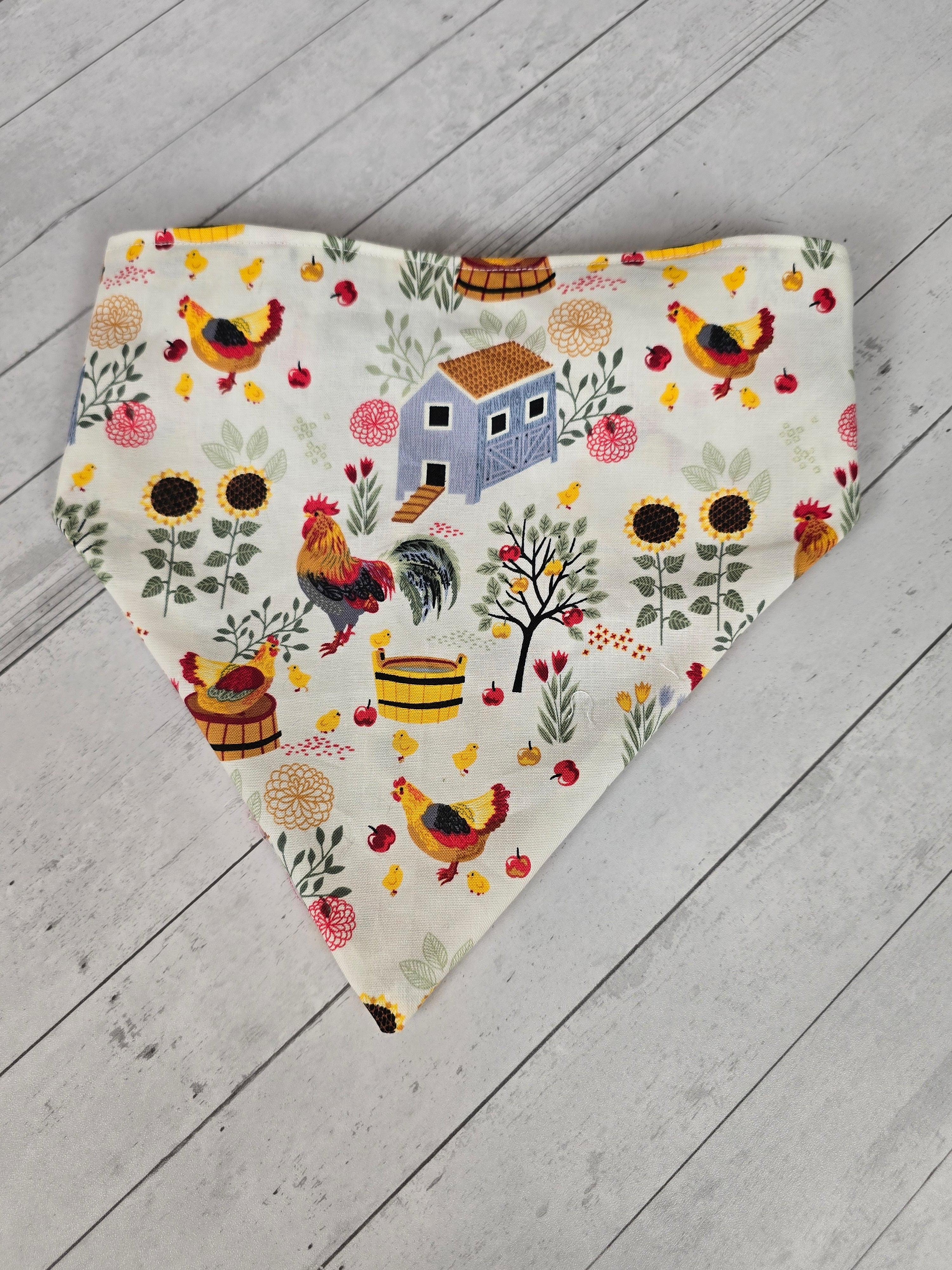 Dog Scrunchie Bandana - Chickens - Large